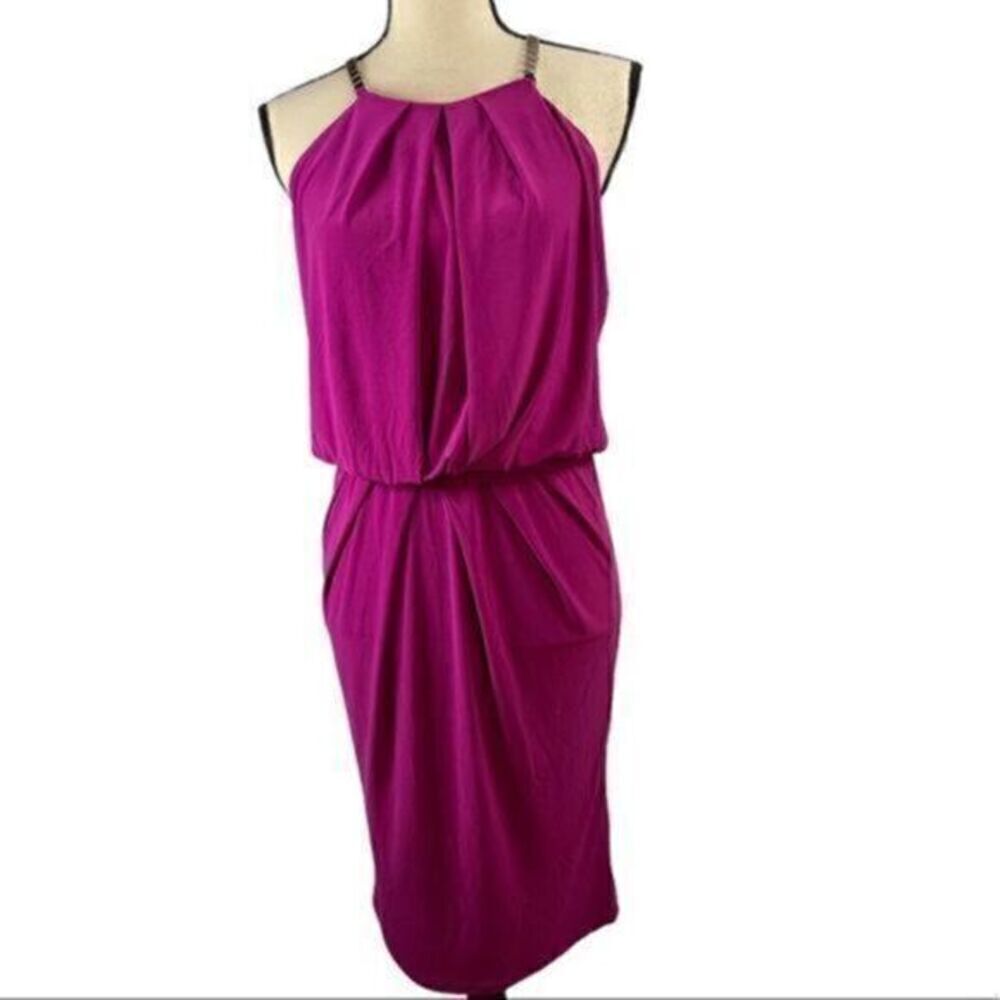 S-Twelve Metallic Strap Summer Sleeveless Sundress Fuchsia/Purple Small NWT